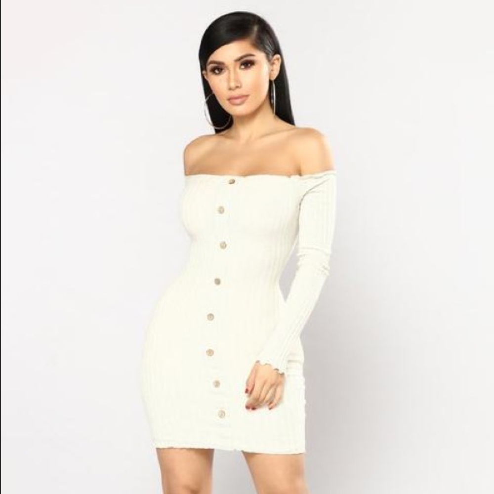 Jacklyn off-shoulder mini dress - Oatmeal